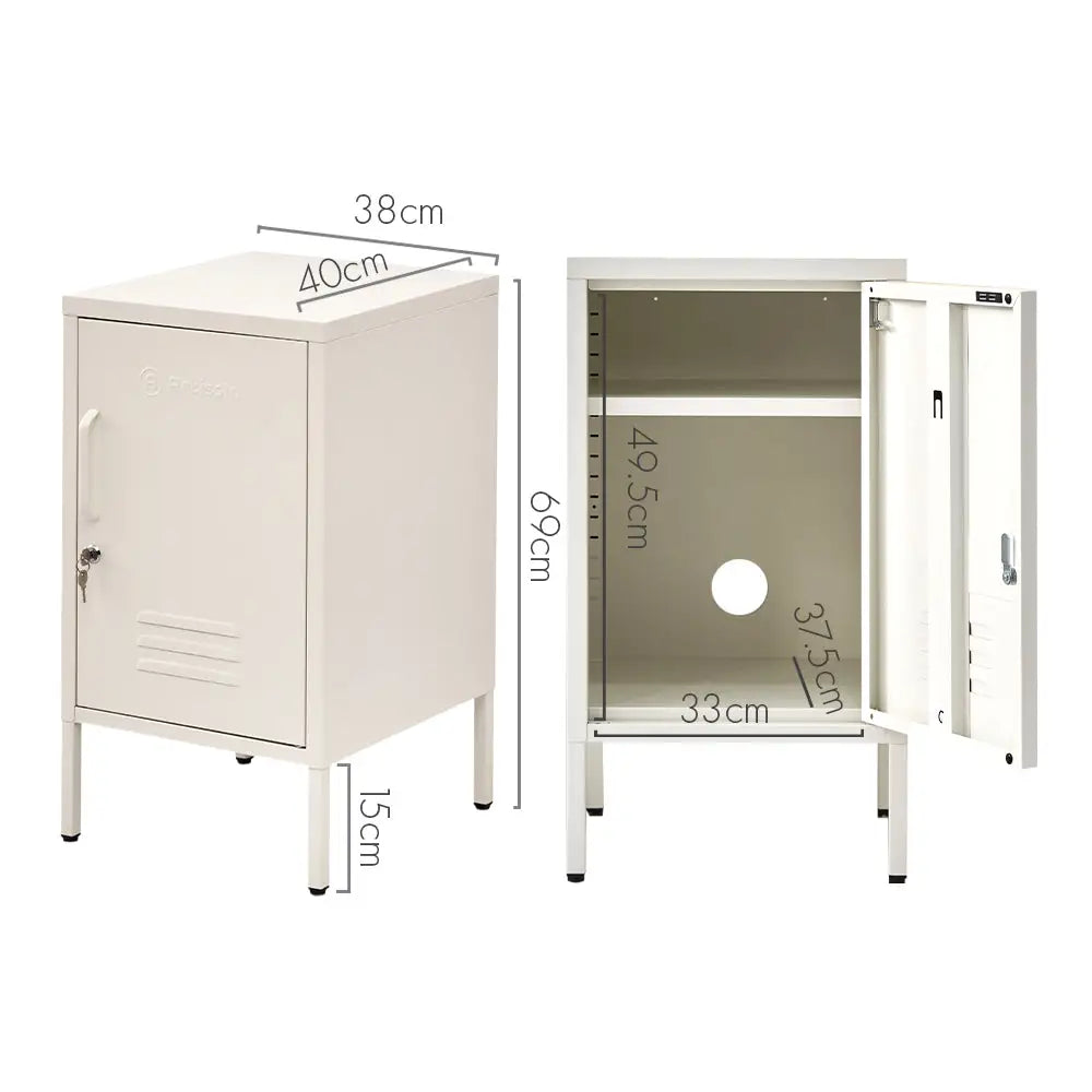 ArtissIn Bedside Table Metal Cabinet - MINI White - Furniture > Bedroom