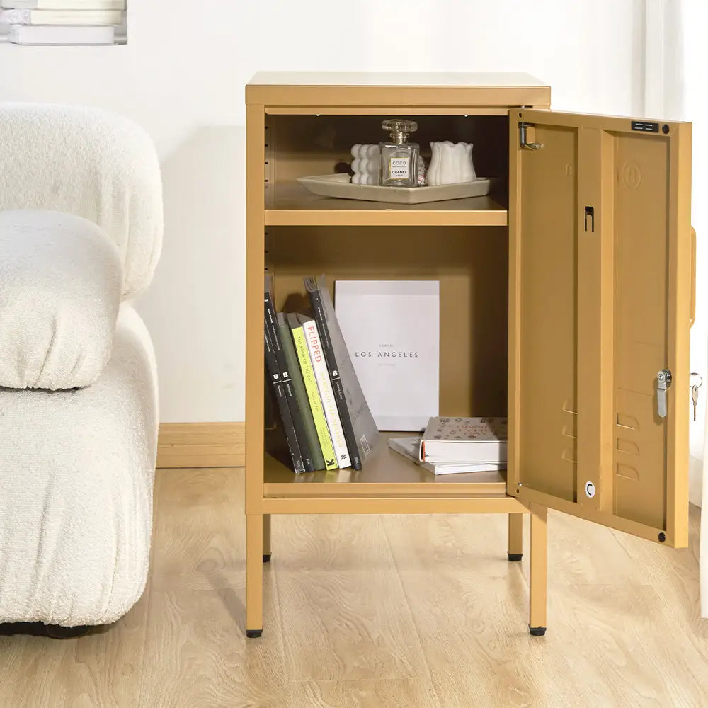 ArtissIn Bedside Table Metal Cabinet - MINI Yellow - Furniture > Bedroom