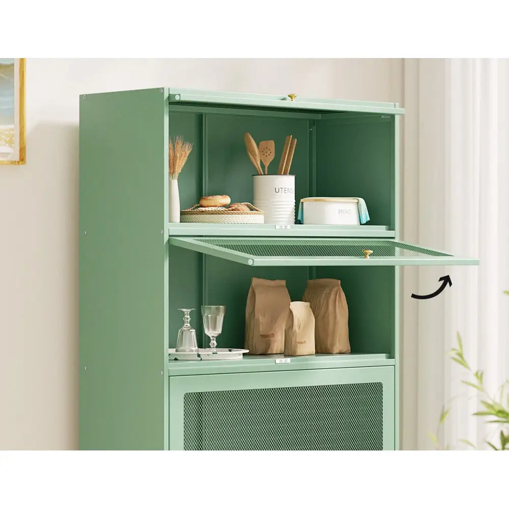 ArtissIn Buffet Sideboard Cupboard Cabinet Storage Mesh Doors Metal Green ELIA - Furniture > Dining > Buffets &