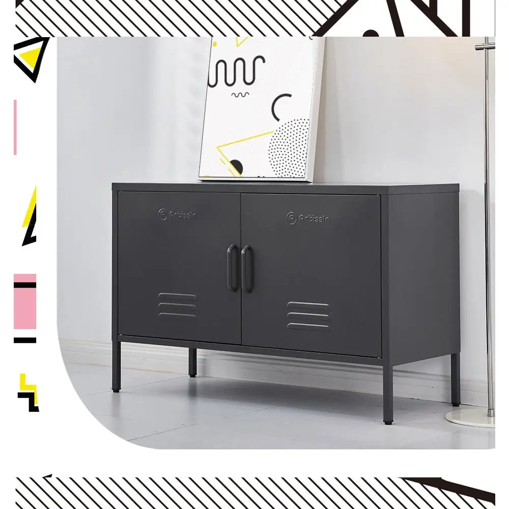 ArtissIn Buffet Sideboard Metal - BASE Charcoal - Furniture > Living Room
