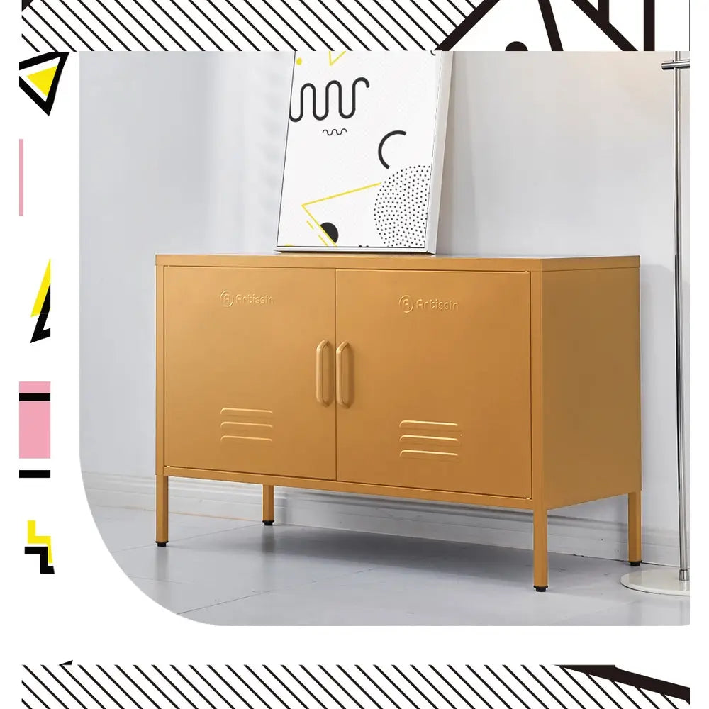 ArtissIn Buffet Sideboard Metal - BASE Yellow - Furniture > Living Room