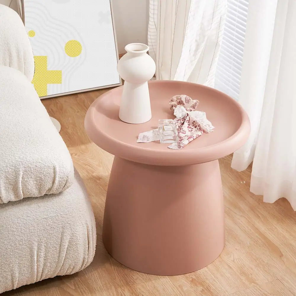 ArtissIn Coffee Table Round 52CM Plastic Pink - Furniture > Living Room