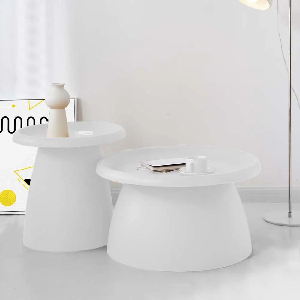 ArtissIn Coffee Table Round 52CM Plastic White - Furniture > Living Room