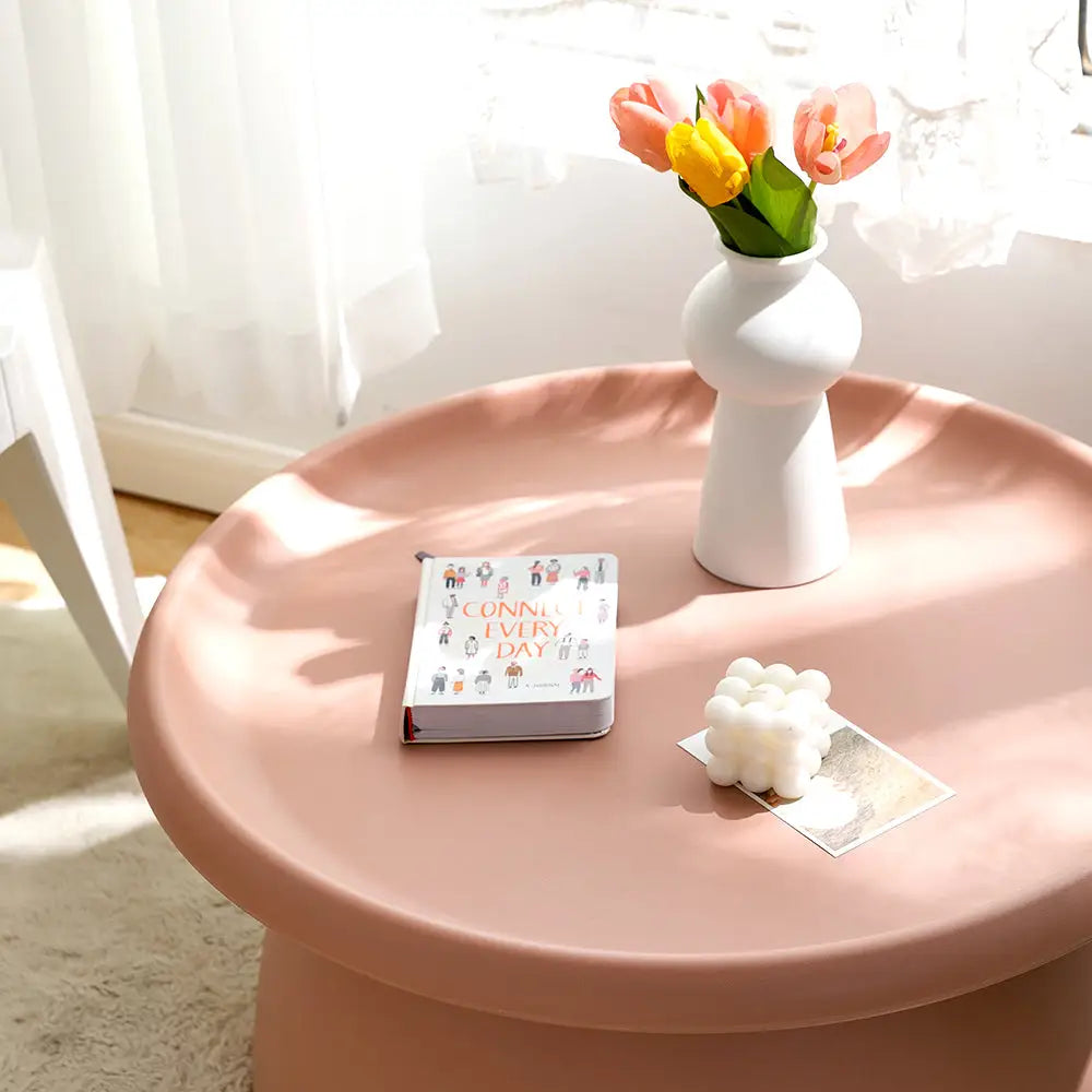 ArtissIn Coffee Table Round 71CM Plastic Pink - Furniture > Living Room