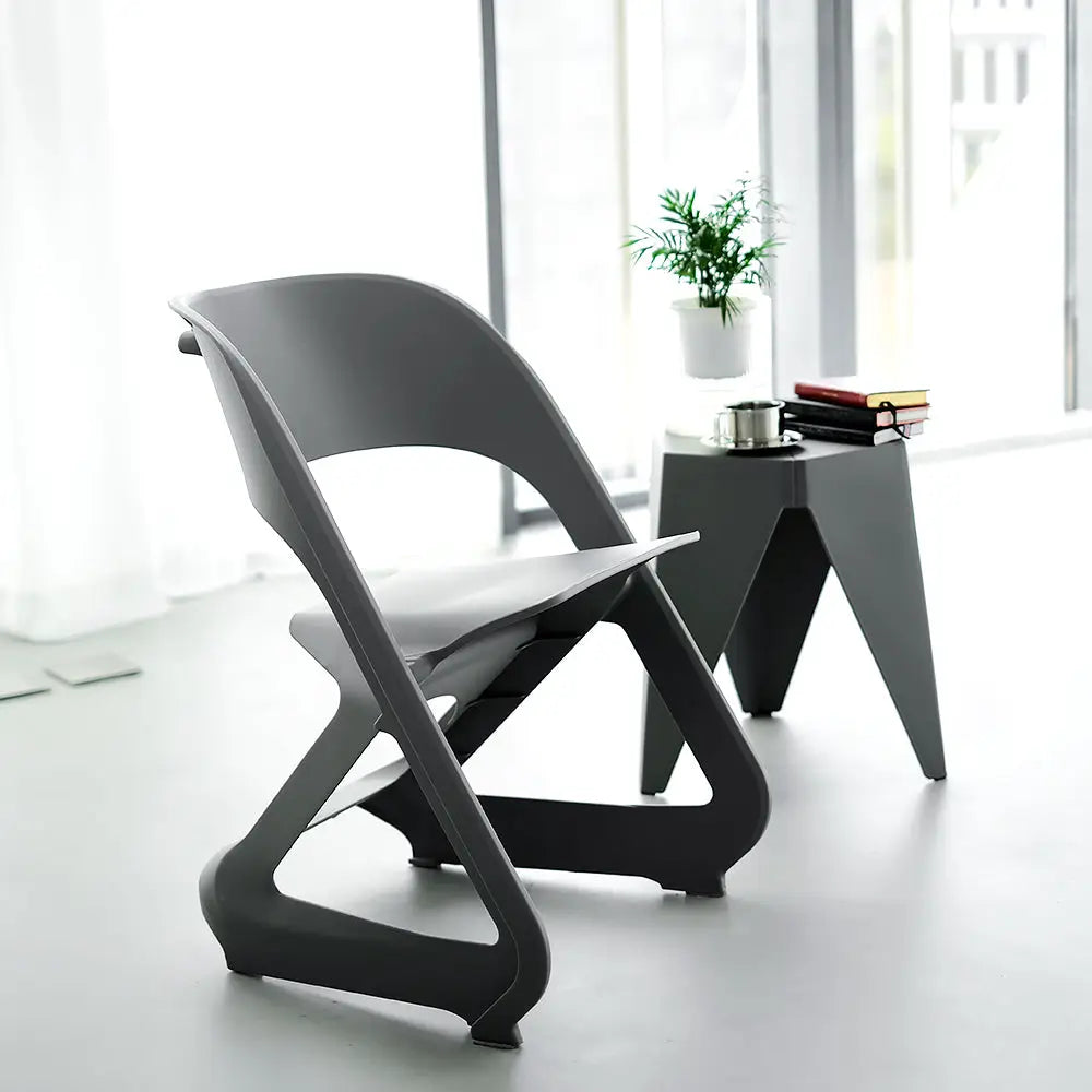 ArtissIn Set of 4 Dining Chairs Office Cafe Lounge Seat Stackable Plastic Leisure Chairs Grey - Furniture > Dining