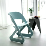 ArtissIn Set of 4 Dining Chairs Office Cafe Lounge Seat Stackable Plastic Leisure Chairs Blue - Furniture > Dining