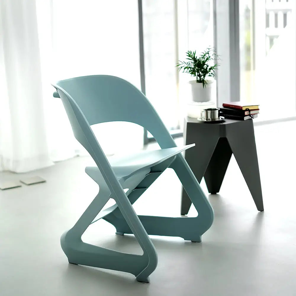 ArtissIn Set of 4 Dining Chairs Office Cafe Lounge Seat Stackable Plastic Leisure Chairs Blue - Furniture > Dining