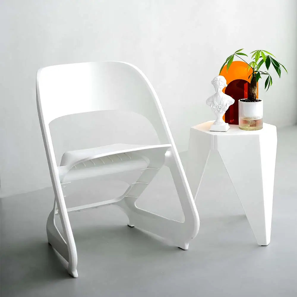 ArtissIn Set of 4 Dining Chairs Office Cafe Lounge Seat Stackable Plastic Leisure Chairs White - Furniture > Dining