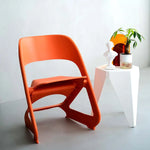 ArtissIn Set of 4 Dining Chairs Office Cafe Lounge Seat Stackable Plastic Leisure Chairs Orange - Furniture > Dining