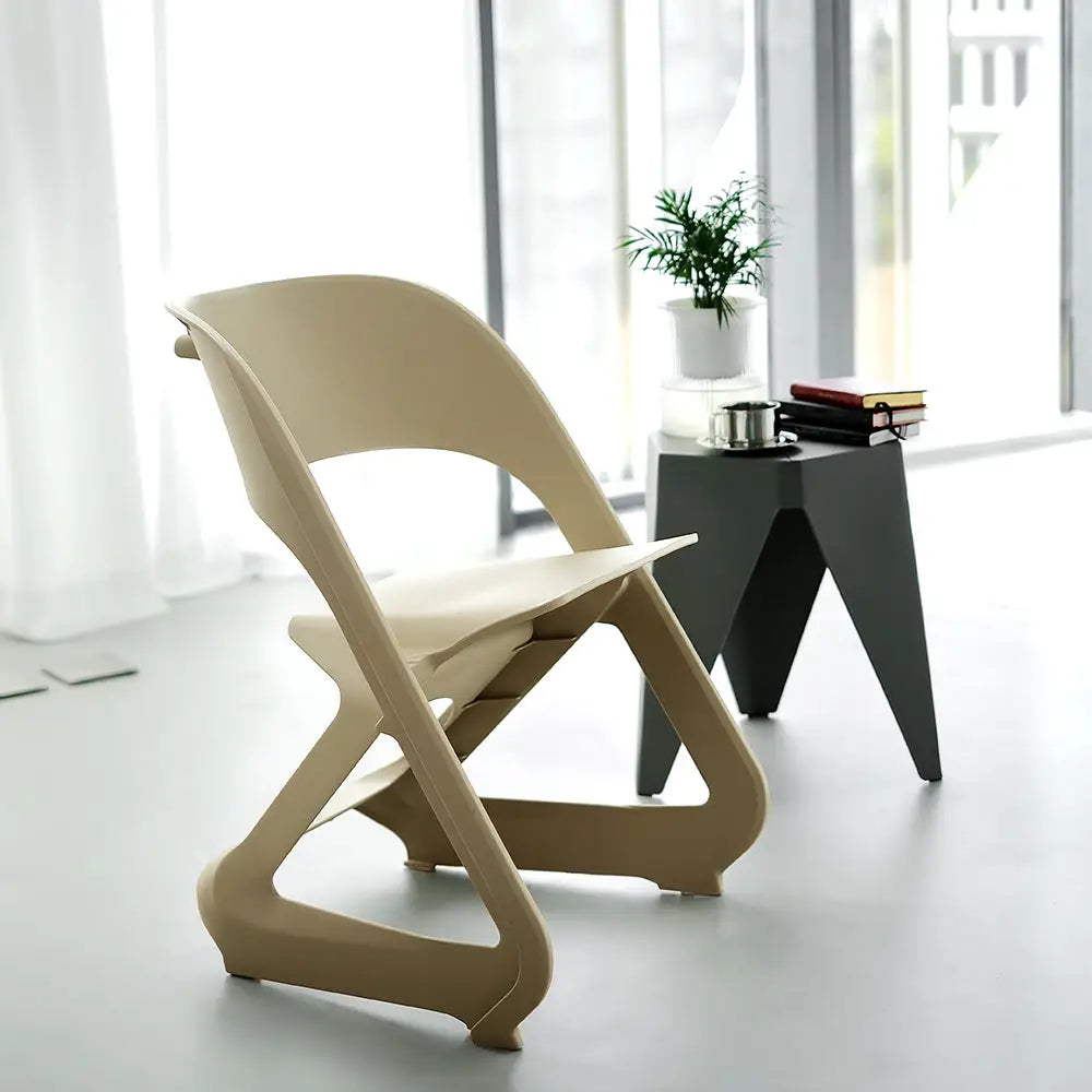 ArtissIn Set of 4 Dining Chairs Office Cafe Lounge Seat Stackable Plastic Leisure Chairs Beige - Furniture > Dining