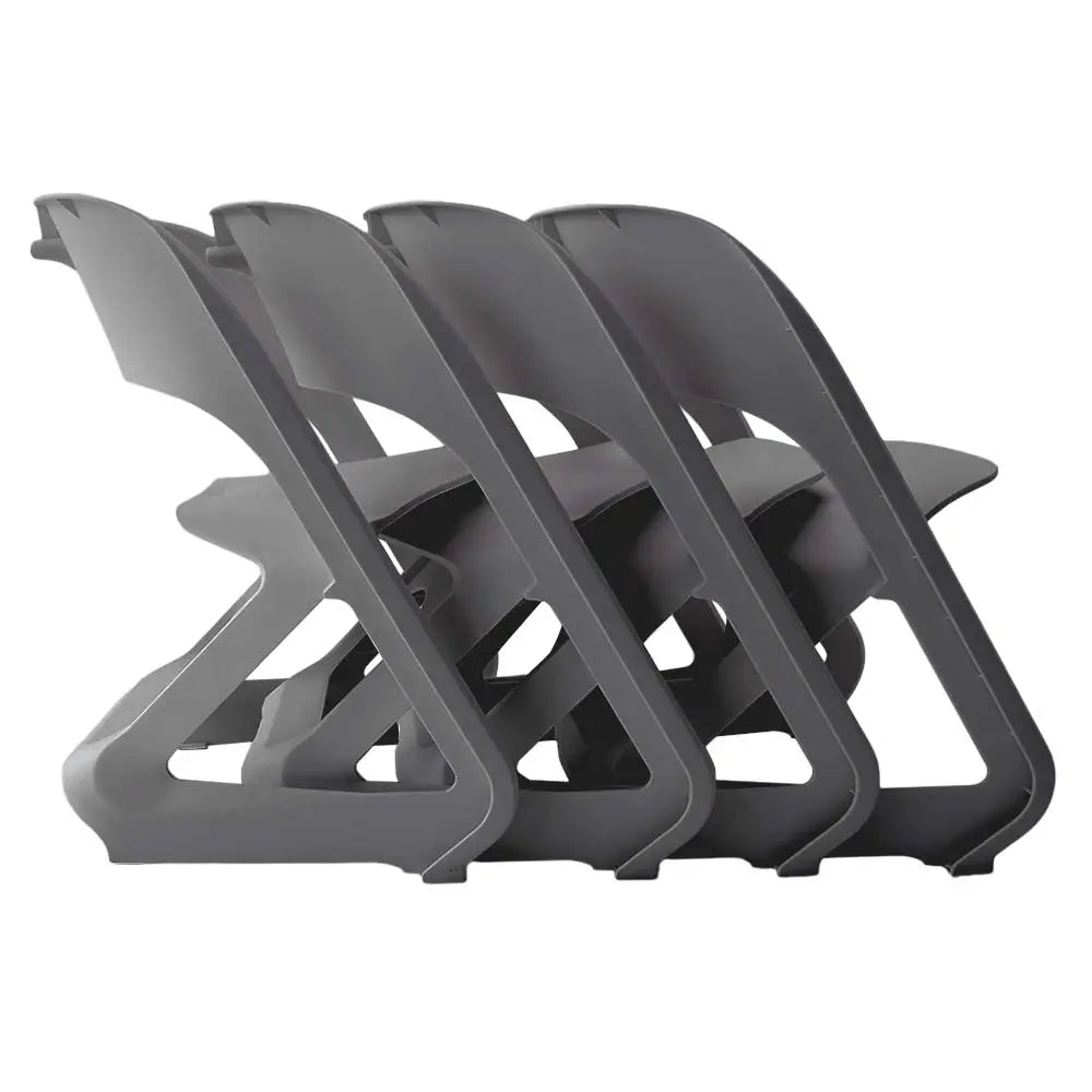 ArtissIn Set of 4 Dining Chairs Office Cafe Lounge Seat Stackable Plastic Leisure Chairs Grey - Furniture > Dining