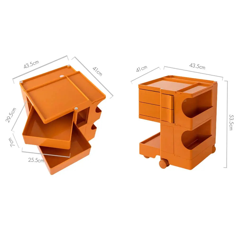 ArtissIn Storage Trolley Bedide Table 3 Tier Cart Boby Replica Orange - Furniture > Living Room