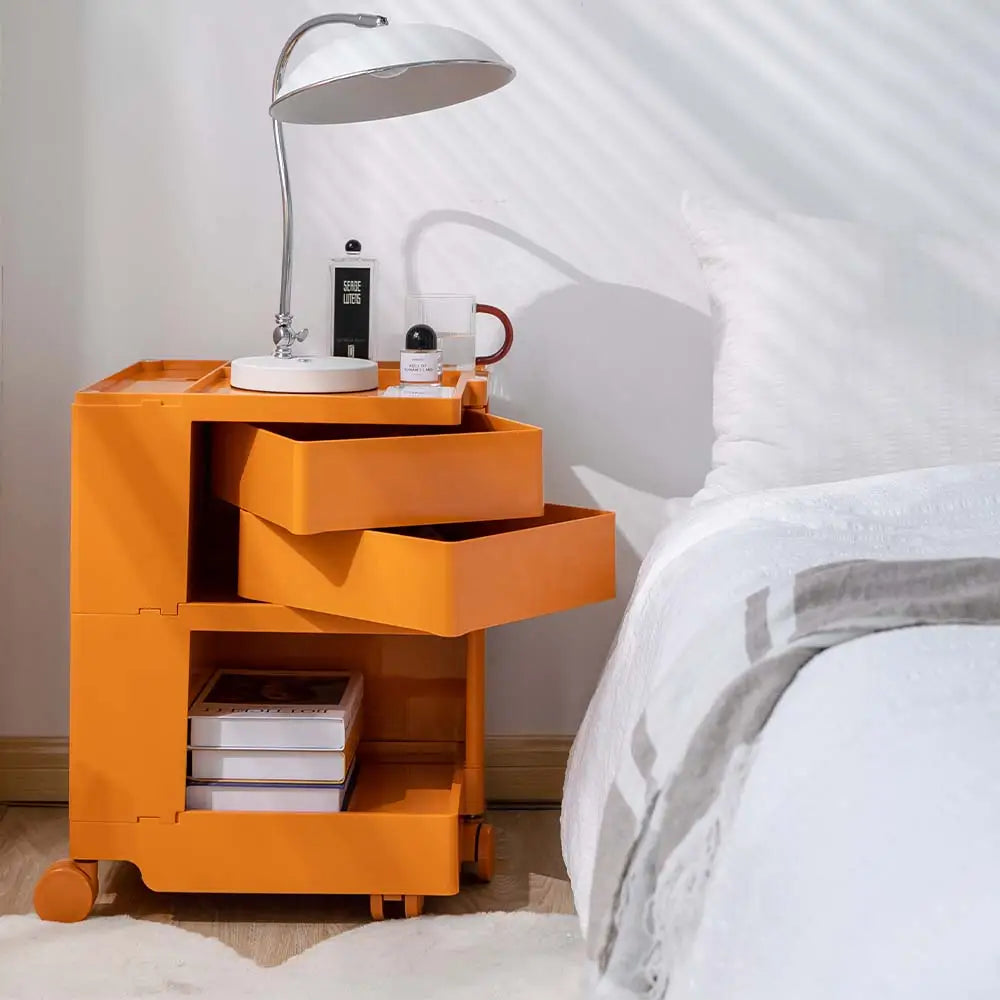 ArtissIn Storage Trolley Bedide Table 3 Tier Cart Boby Replica Orange - Furniture > Living Room