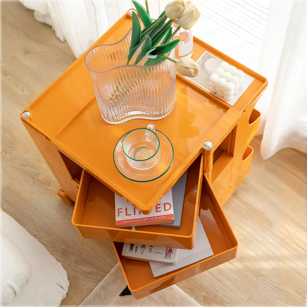 ArtissIn Storage Trolley Bedide Table 3 Tier Cart Boby Replica Orange - Furniture > Living Room