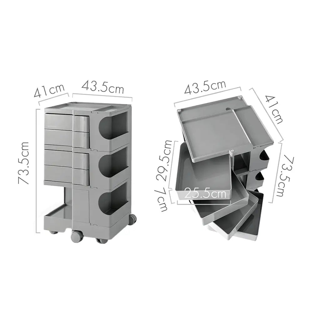 ArtissIn Storage Trolley Bedide Table 5 Tier Cart Boby Replica Grey - Furniture > Living Room