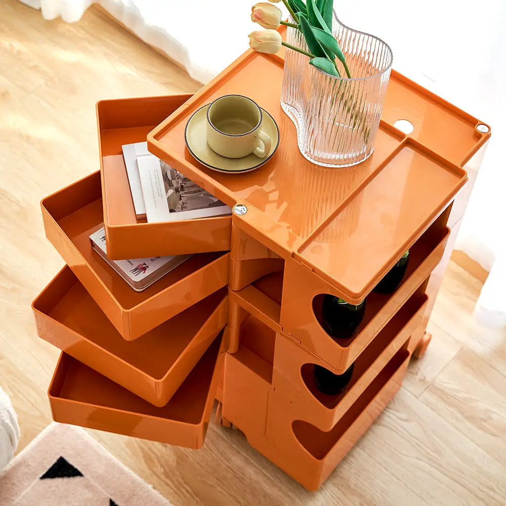 ArtissIn Storage Trolley Bedide Table 5 Tier Cart Boby Replica Orange - Furniture > Living Room