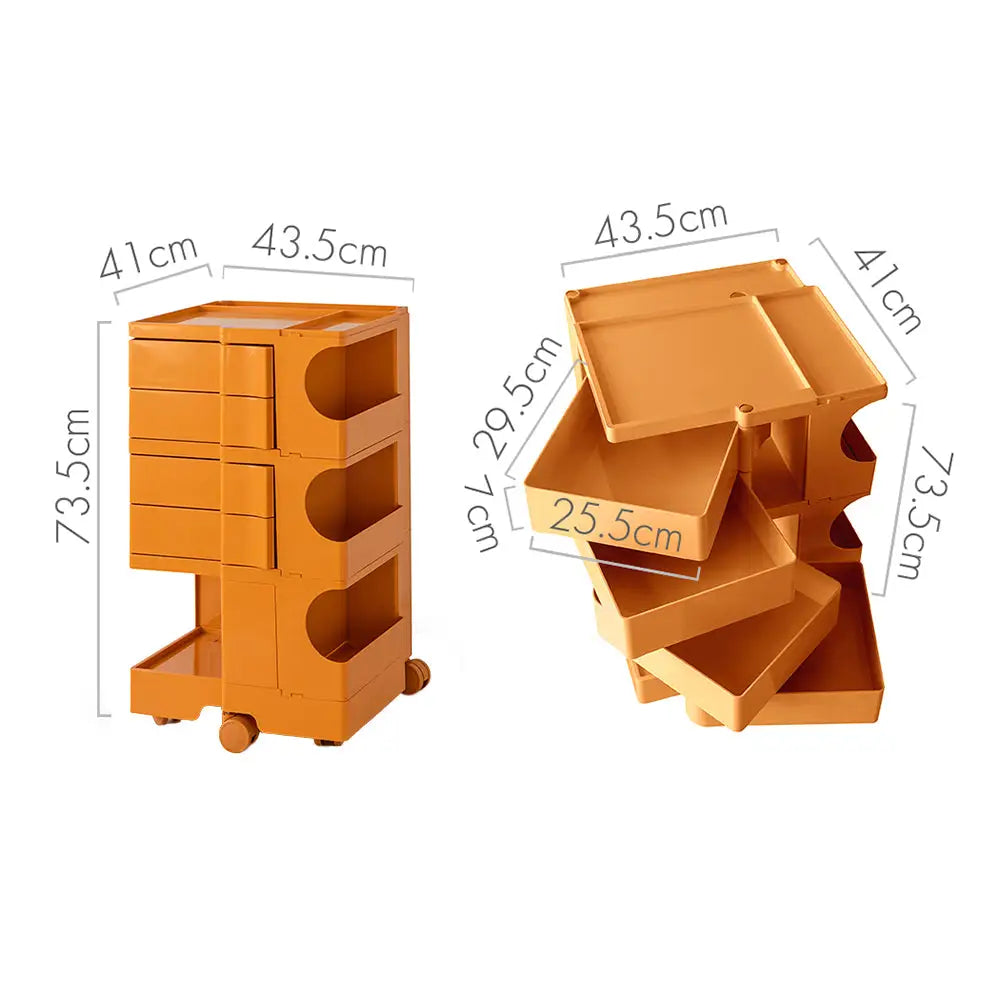 ArtissIn Storage Trolley Bedide Table 5 Tier Cart Boby Replica Orange - Furniture > Living Room