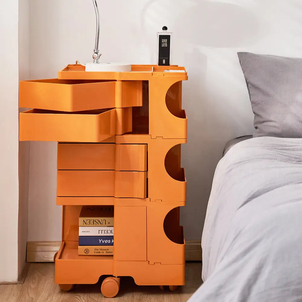 ArtissIn Storage Trolley Bedide Table 5 Tier Cart Boby Replica Orange - Furniture > Living Room
