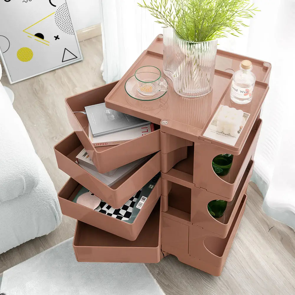 ArtissIn Storage Trolley Bedide Table 5 Tier Cart Boby Replica Pink - Furniture > Living Room