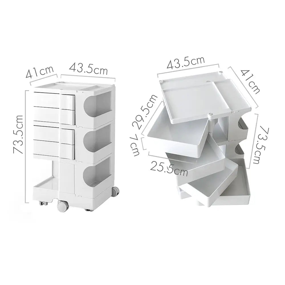 ArtissIn Storage Trolley Bedide Table 5 Tier Cart Boby Replica White - Furniture > Living Room
