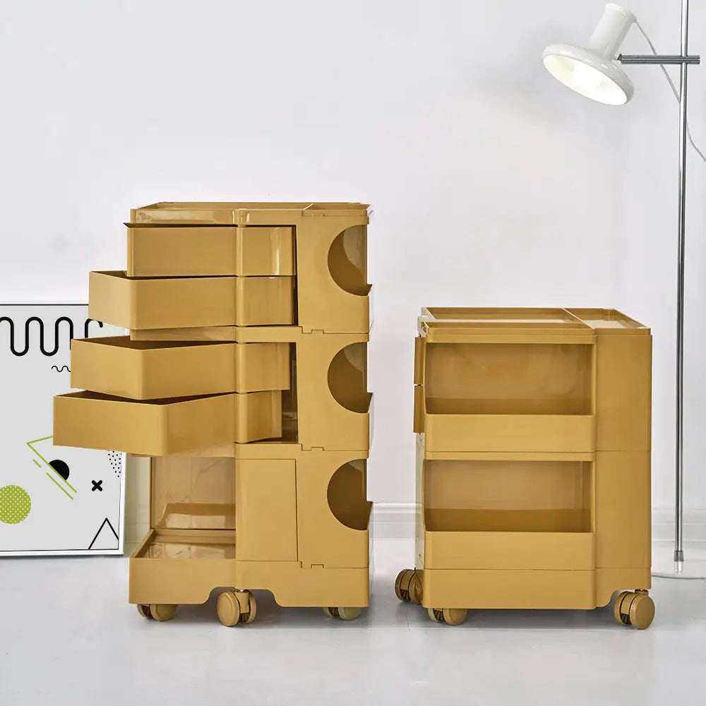 ArtissIn Storage Trolley Bedide Table 5 Tier Cart Boby Replica Yellow - Furniture > Living Room