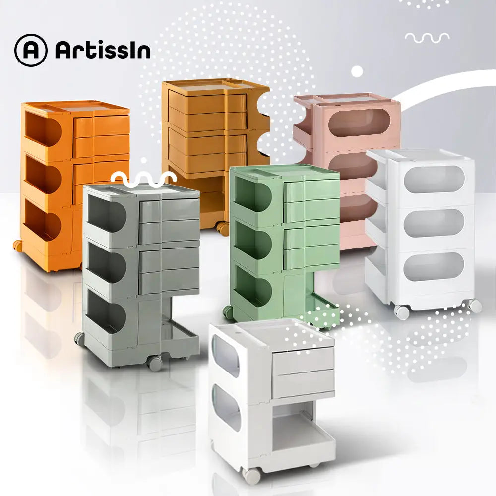 ArtissIn Storage Trolley Bedide Table 5 Tier Cart Boby Replica Yellow - Furniture > Living Room