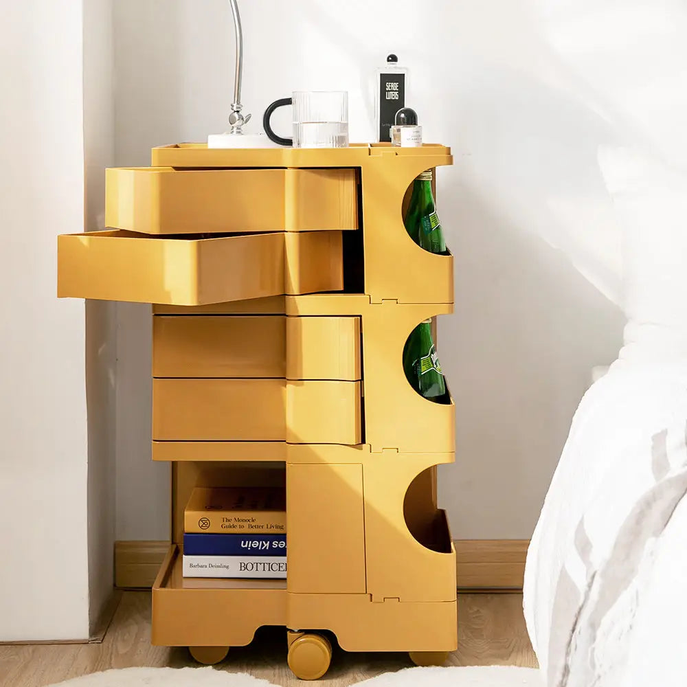 ArtissIn Storage Trolley Bedide Table 5 Tier Cart Boby Replica Yellow - Furniture > Living Room