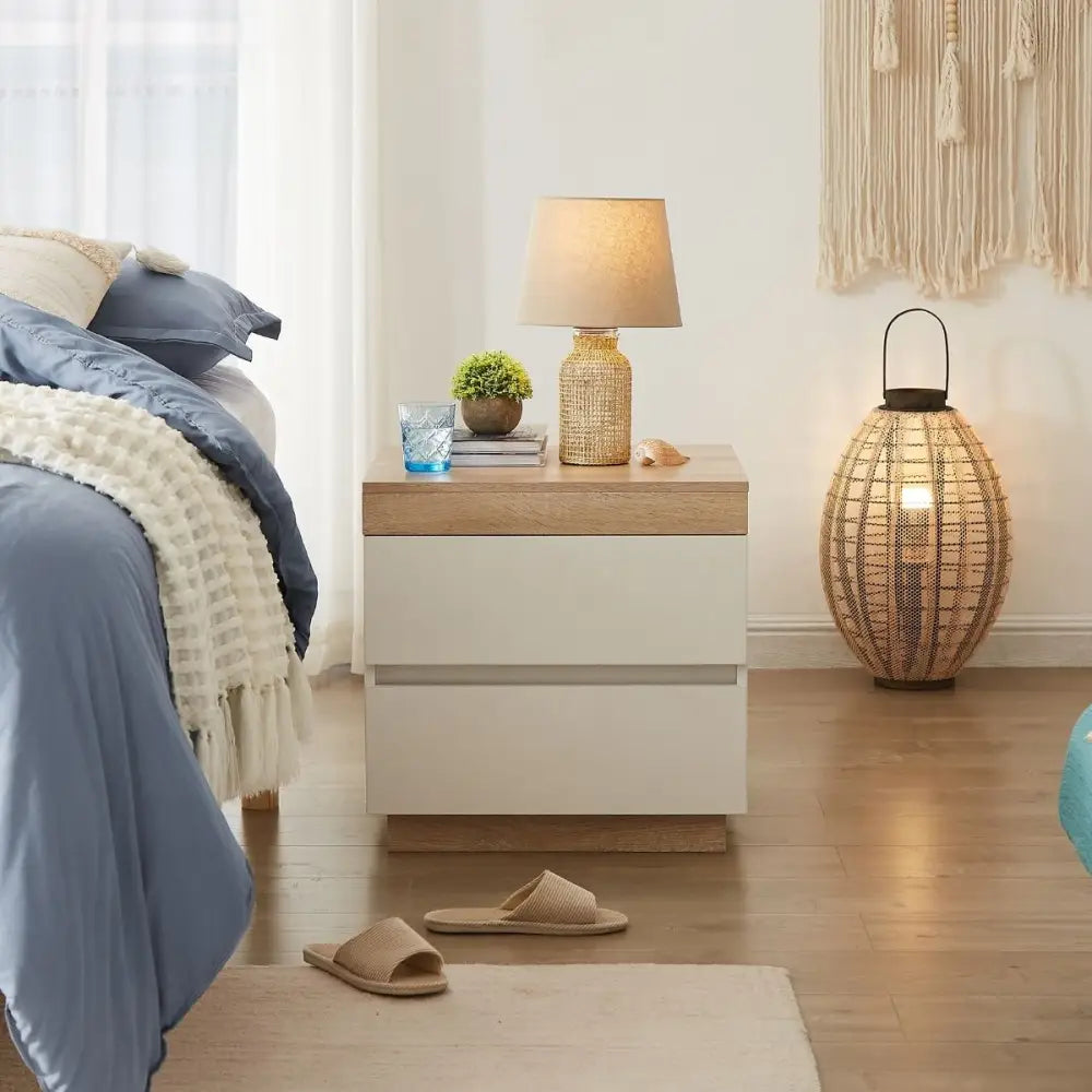 Ashley Coastal White Wooden Bedside Table - Furniture > Bedroom > Bedside Tables