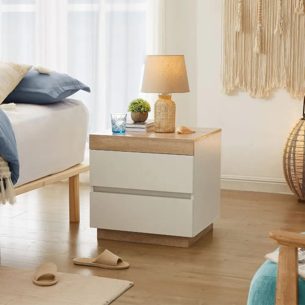 Ashley Coastal White Wooden Bedside Table - Furniture > Bedroom > Bedside Tables