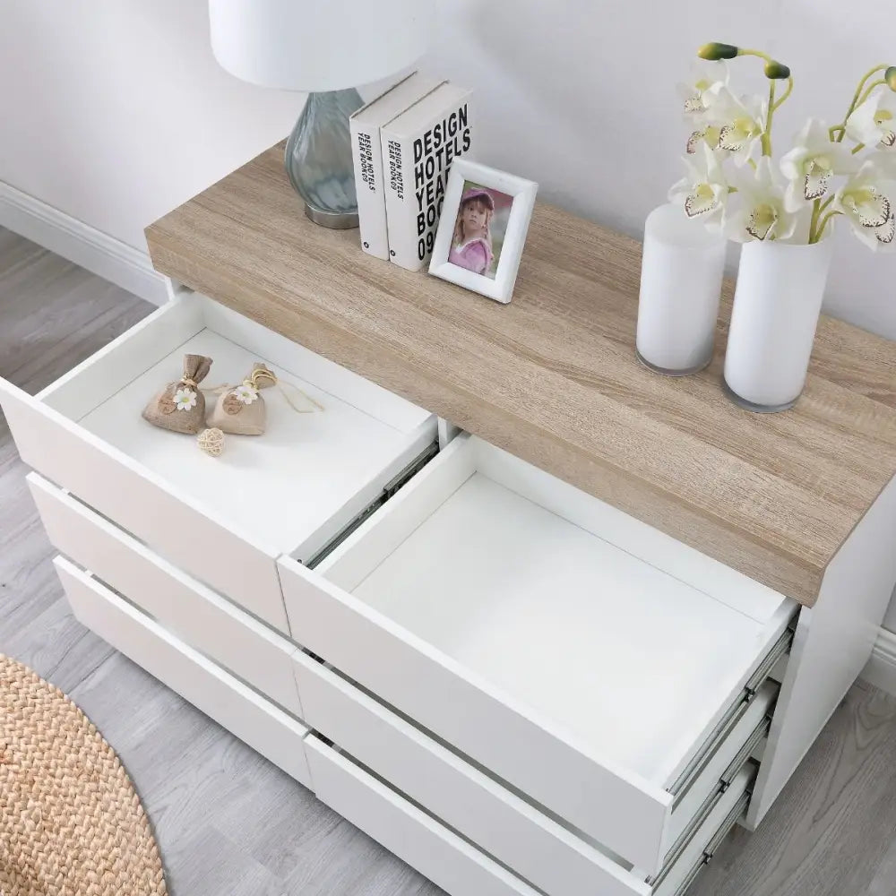 Ashley Coastal White Wooden Chest of 6 Drawers - Furniture > Living Room