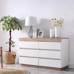 Ashley Coastal White Wooden Chest of 6 Drawers - Furniture > Living Room