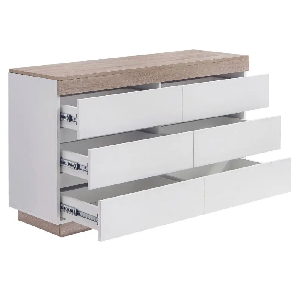 Ashley Coastal White Wooden Chest of 6 Drawers - Furniture > Living Room