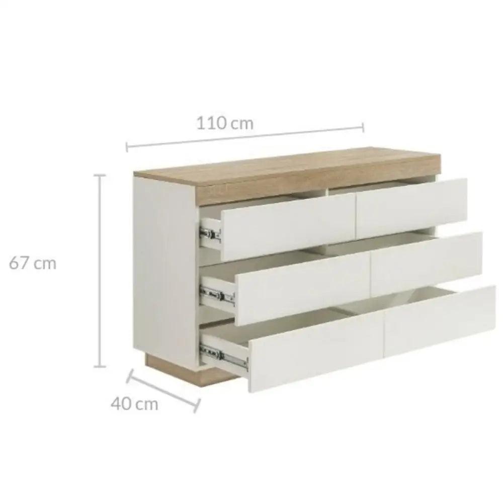 Ashley Coastal White Wooden Chest of 6 Drawers - Furniture > Living Room