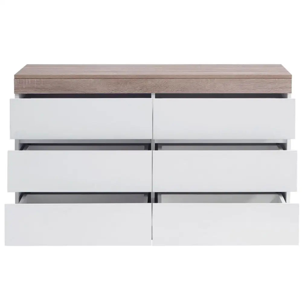 Ashley Coastal White Wooden Chest of 6 Drawers - Furniture > Living Room