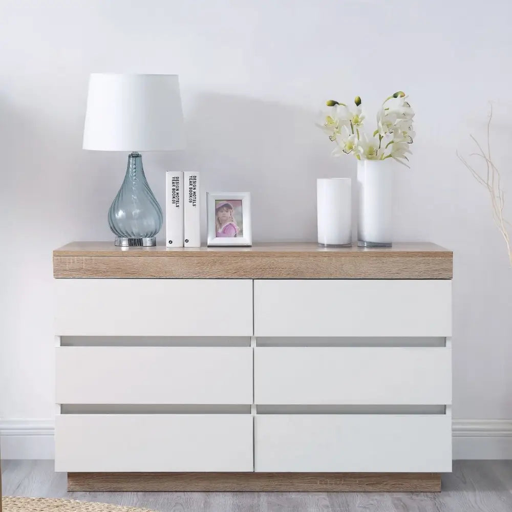 Ashley Coastal White Wooden Chest of 6 Drawers - Furniture > Living Room