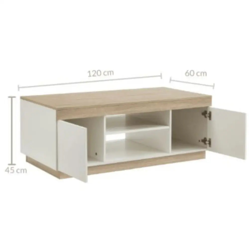 Ashley Coastal White Wooden Coffee Table Oak and White - Furniture > Living Room > Coffee Tables