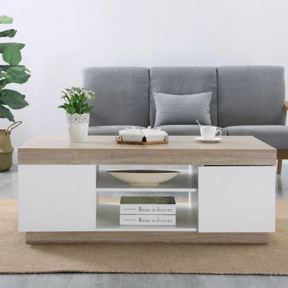 Ashley Coastal White Wooden Coffee Table Oak and White - Furniture > Living Room > Coffee Tables