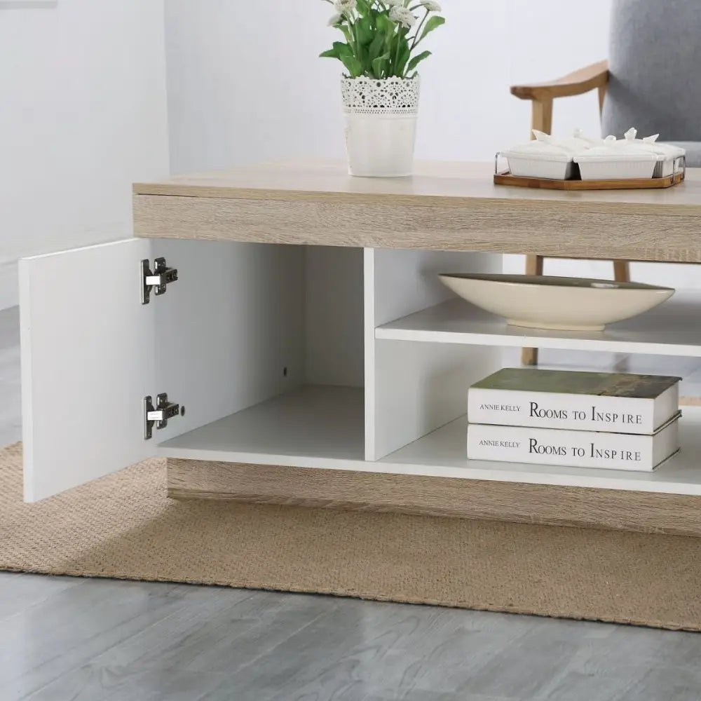 Ashley Coastal White Wooden Coffee Table Oak and White - Furniture > Living Room > Coffee Tables