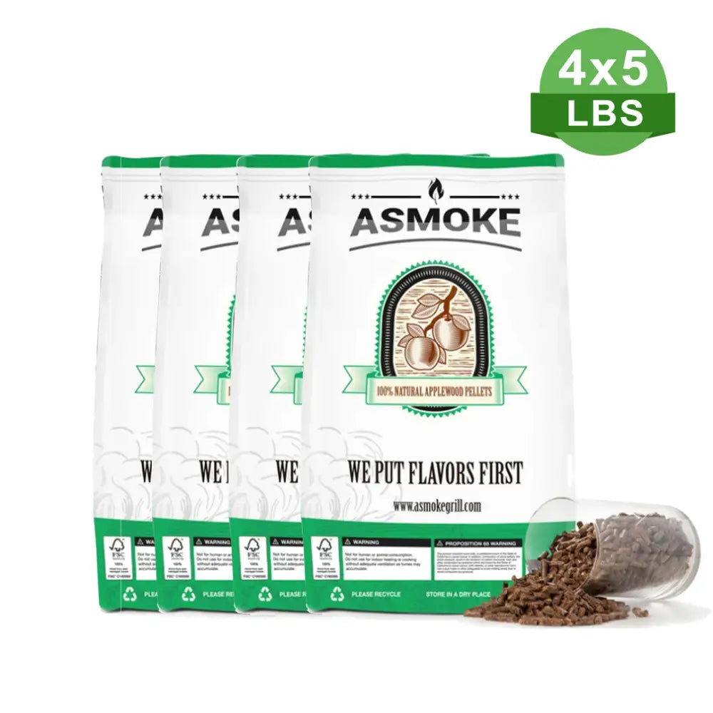 Asmoke 2.5kg X 8 (19 KG) OF 100% PURE APPLEWOOD PELLETS - Home & Garden > BBQ