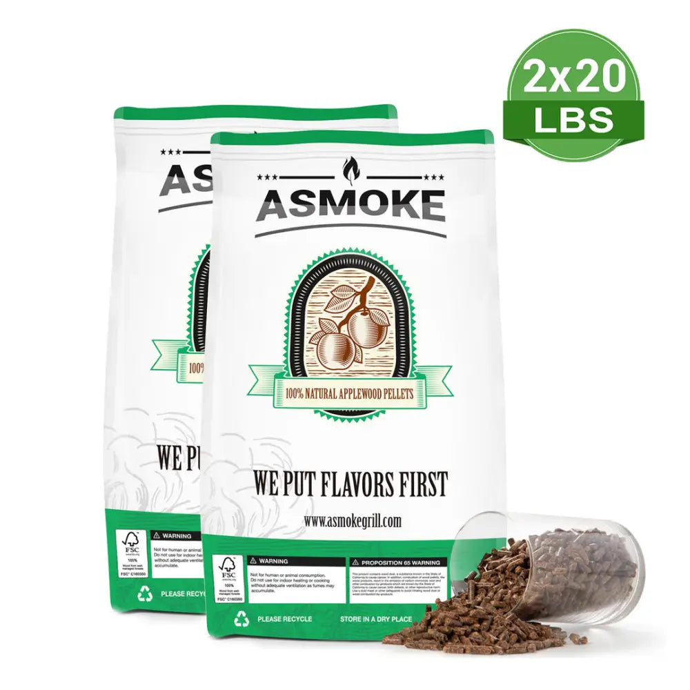 Asmoke 9.5kg X 2 (19 KG) of 100% Pure Applewood Pellets - Home & Garden > BBQ