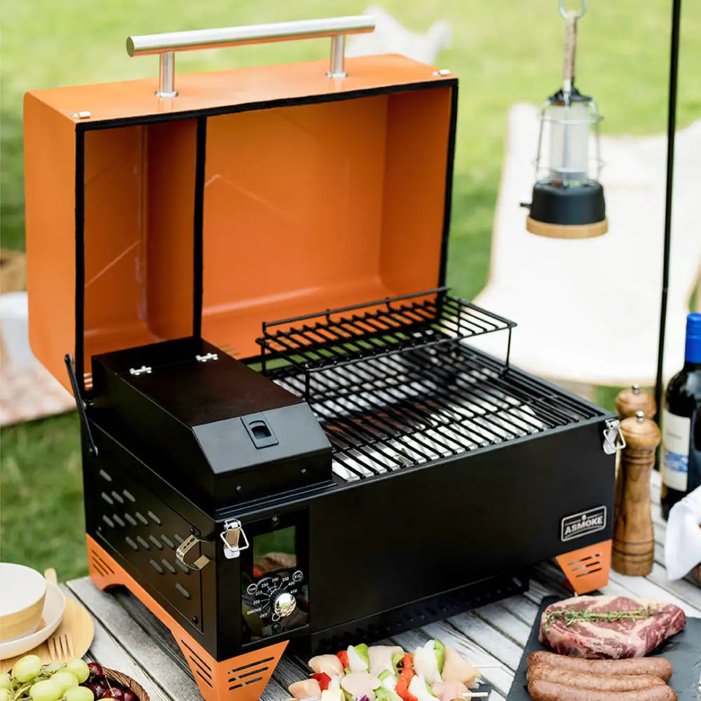 Asmoke AS350 Portable Wood Pellet Grill - Cyder Black - Home & Garden > BBQ