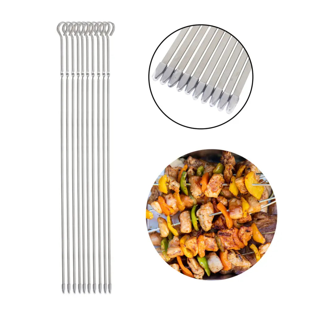 ASMOKE METAL SKEWERS FOR GRILLING KABOB STICKS 43.1CM*10PCS - Home & Garden > BBQ