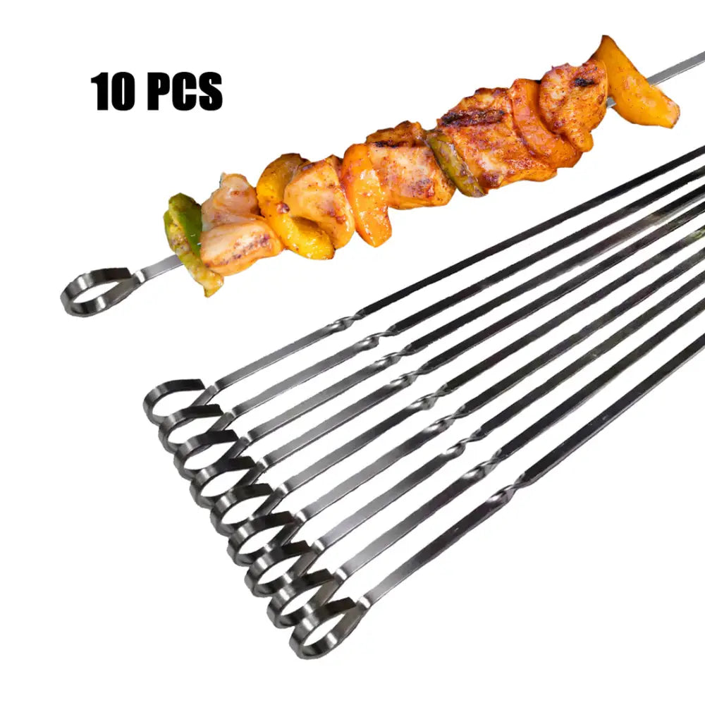 ASMOKE METAL SKEWERS FOR GRILLING KABOB STICKS 43.1CM*10PCS - Home & Garden > BBQ