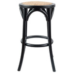 Aster 2pc Round Bar Stools Dining Stool Chair Solid Birch Wood Rattan Seat Black - Furniture > Bar Stools & Chairs