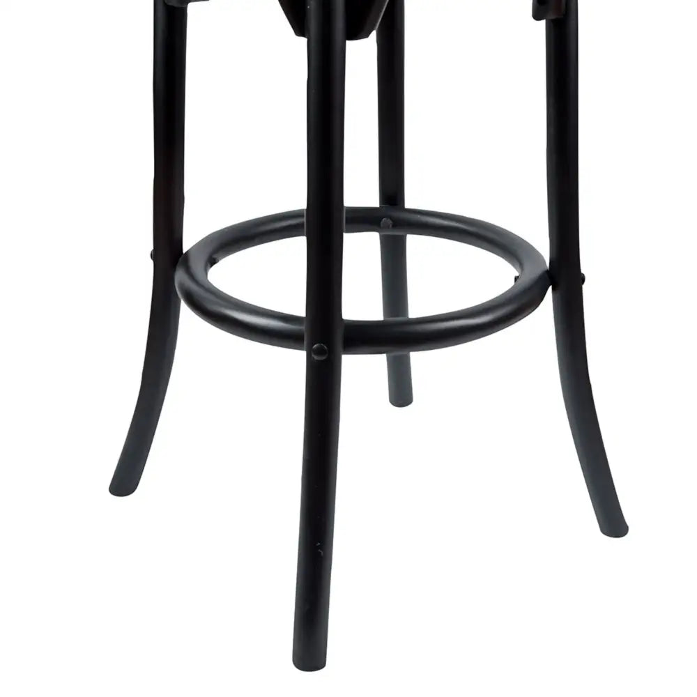Aster 2pc Round Bar Stools Dining Stool Chair Solid Birch Wood Rattan Seat Black - Furniture > Bar Stools & Chairs