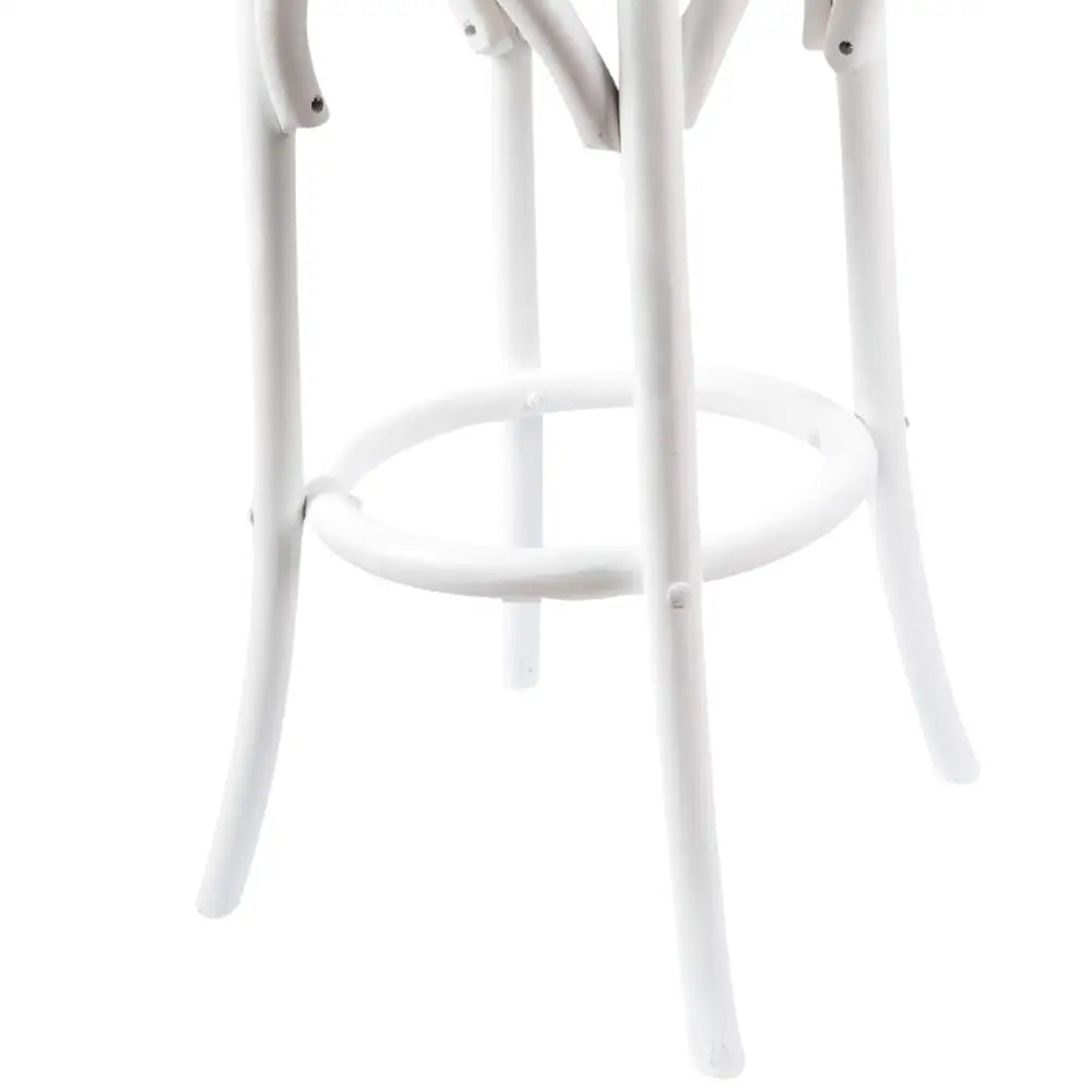 Aster 2pc Round Bar Stools Dining Stool Chair Solid Birch Wood Rattan Seat White - Furniture > Bar Stools & Chairs