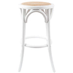 Aster 2pc Round Bar Stools Dining Stool Chair Solid Birch Wood Rattan Seat White - Furniture > Bar Stools & Chairs