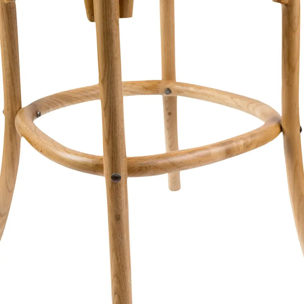 Aster 3pc Crossback Bar Stools Dining Chair Solid Birch Timber Rattan Seat - Oak - Furniture > Bar Stools & Chairs
