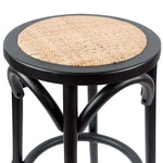 Aster 3pc Round Bar Stools Dining Stool Chair Solid Birch Wood Rattan Seat Black - Furniture > Bar Stools & Chairs