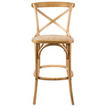 Aster 4pc Crossback Bar Stools Dining Chair Solid Birch Timber Rattan Seat - Oak - Furniture > Bar Stools & Chairs
